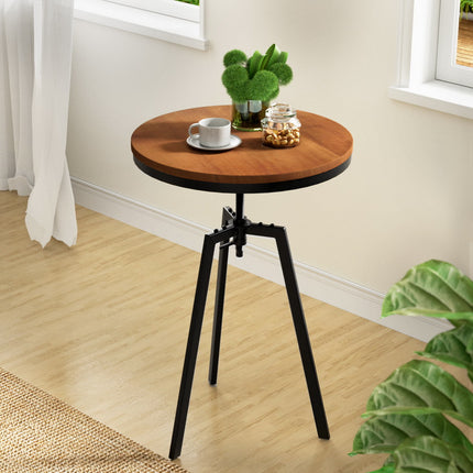 Artiss Bar Table 67-86CM Height Round Brown.