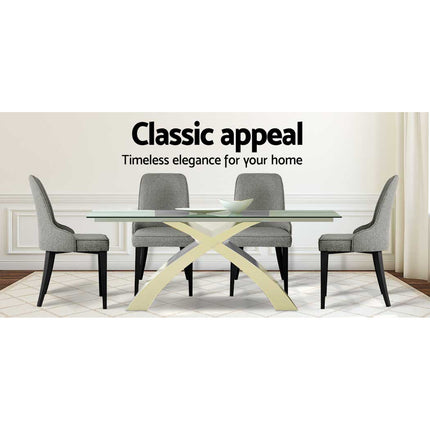 Artiss Dining Chairs Set of 4 Linen Fabric Grey.