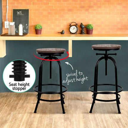 Artiss Bar Stools Adjustable Wood Chairs.