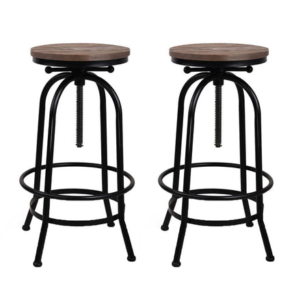 Artiss 2x Bar Stools Adjustable Wood Chairs.