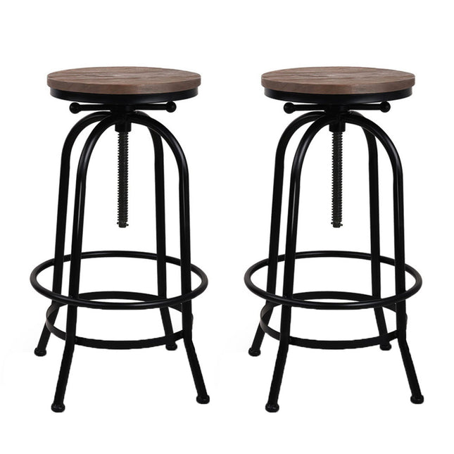 Artiss 2x Bar Stools Adjustable Wood Chairs.