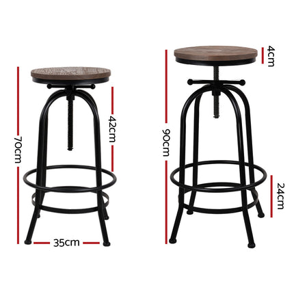Artiss 2x Bar Stools Adjustable Wood Chairs.