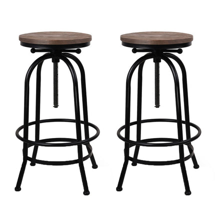 Artiss 2x Bar Stools Adjustable Wood Chairs.