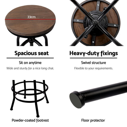 Artiss 2x Bar Stools Adjustable Wood Chairs.