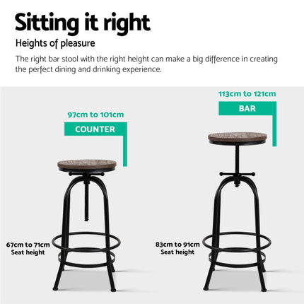 Artiss 2x Bar Stools Adjustable Wood Chairs.