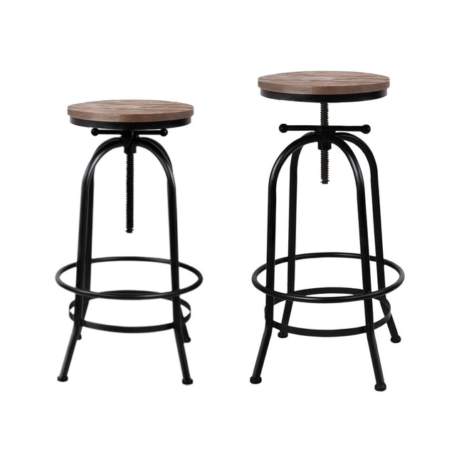 Artiss 4x Bar Stools Kitchen Dining Chairs Adjustable Wooden Vintage Stool.