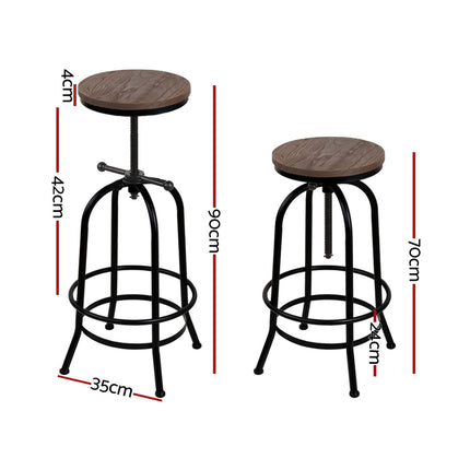 Artiss 4x Bar Stools Kitchen Dining Chairs Adjustable Wooden Vintage Stool.
