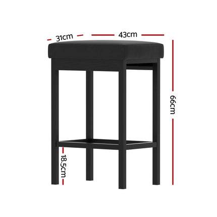 2x Artiss Metal Bar Stools PU Seat Dining Counter Chairs.