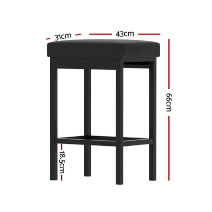 A Set of 4 Artiss Metal Bar Stools PU Seat Dining Counter Chairs.