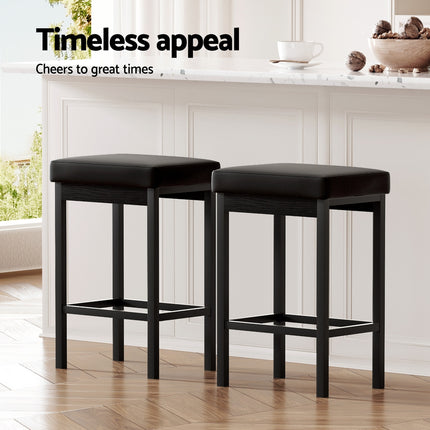 A Set of 4 Artiss Metal Bar Stools PU Seat Dining Counter Chairs.
