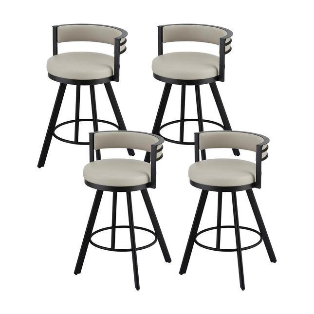 Artiss Bar Stools Set of 4 Swivel Kitchen Chair Metal Counter Beige Leather.