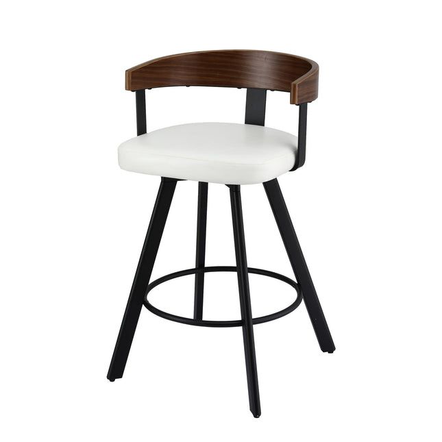 Artiss Bar Stool Swivel Metal Legs Kitchen Chair Bentwood Counter Leather White.