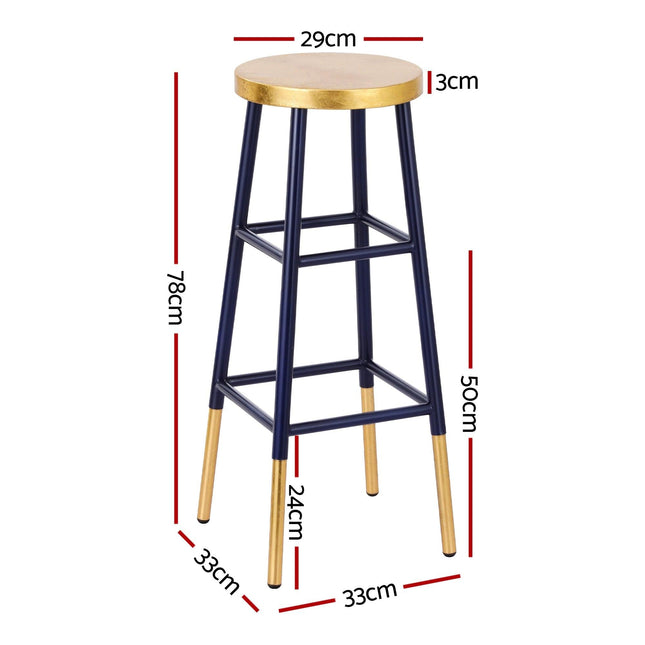 Artiss 4x Bar Stools Metal Gold Navy.