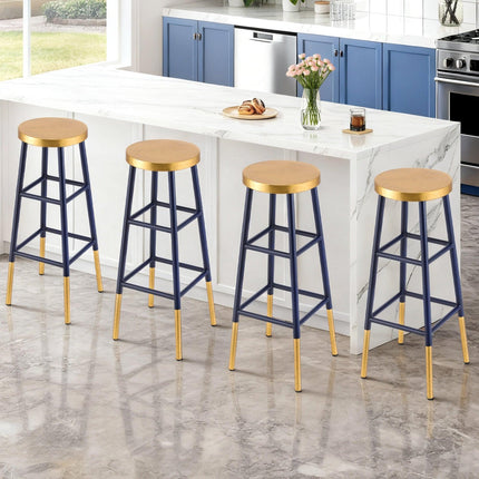 Artiss 4x Bar Stools Metal Gold Navy.