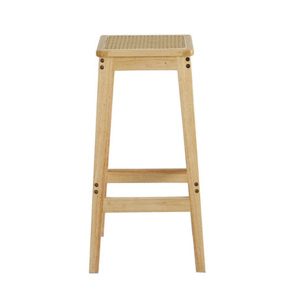 Artiss 2x Bar Stools Rubber Wood Stool Counter Chair Rattan Barstools Kitchen.