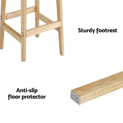 Artiss 2x Bar Stools Rubber Wood Stool Counter Chair Rattan Barstools Kitchen.