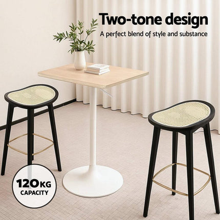 Artiss 4x Bar Stools Rattan Counter Kitchen Dinning Chair Bamboo Saddle Black.