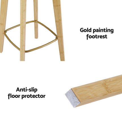Artiss 2x Bar Stools Bamboo Rattan Stool Counter Chair Kitchen Barstools.