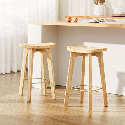 Artiss 2x Bar Stools Bamboo Rattan Stool Counter Chair Kitchen Barstools.
