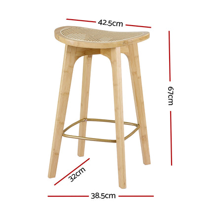 Artiss 4x Bar Stools Bamboo Rattan Stool Counter Chair Kitchen Barstools.