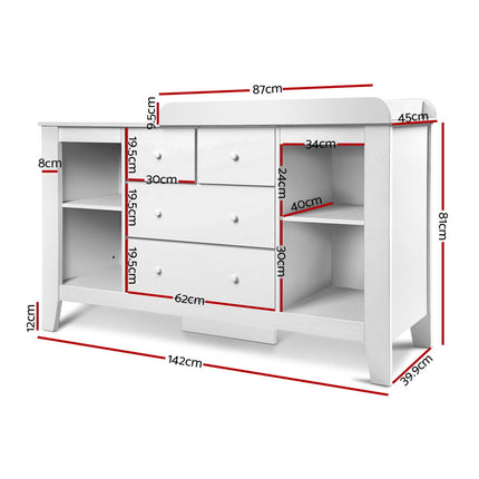 Keezi Baby Changing Table Diaper Station Drawers Chest Cabinet Nursery Furniture.