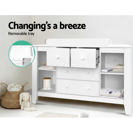 Keezi Baby Changing Table Diaper Station Drawers Chest Cabinet Nursery Furniture.