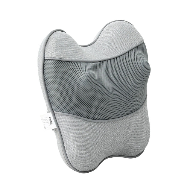 Livemor Back Massager with Heat, USB Neck and Shoulder Massage Pillow, 3-Speed Ergonomic Lumbar Support Cushion for Office Chair, Portable Muscle Relief for Back, Thigh & Calf, Grey.