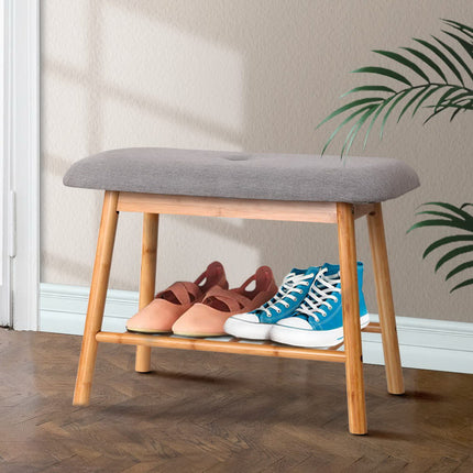 Artiss Shoe Rack Shoe Bench Fabric Seat 2 Pairs.