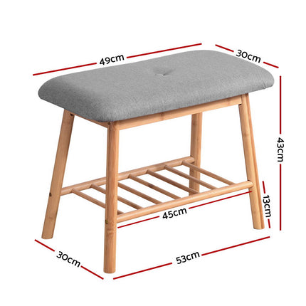 Artiss Shoe Rack Shoe Bench Fabric Seat 2 Pairs.