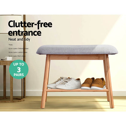 Artiss Shoe Rack Shoe Bench Fabric Seat 2 Pairs.