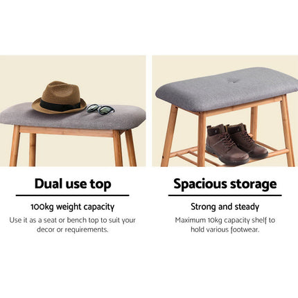 Artiss Shoe Rack Shoe Bench Fabric Seat 2 Pairs.