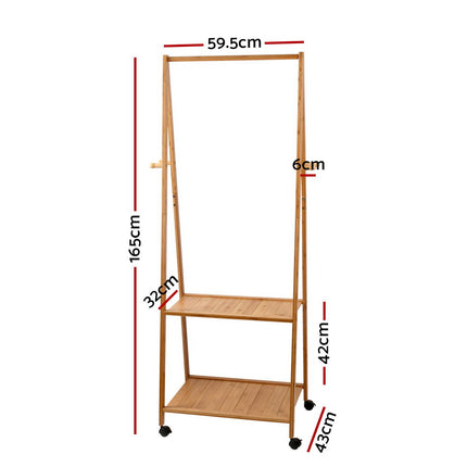 Artiss Clothes Rack Airer Coat Stand 165x59cm Wheels.