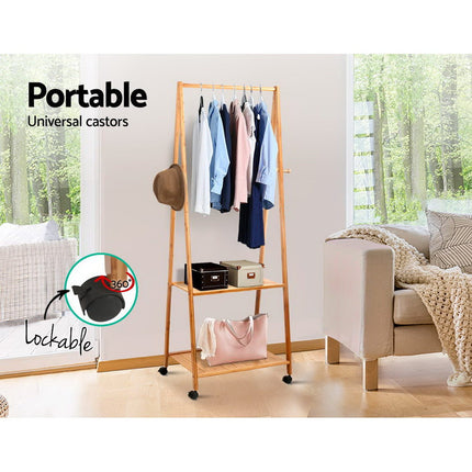 Artiss Clothes Rack Airer Coat Stand 165x59cm Wheels.