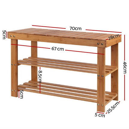 Artiss Shoe Rack Shoe Bench 10 Pairs Bamboo.