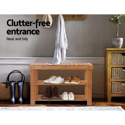 Artiss Shoe Rack Shoe Bench 10 Pairs Bamboo.