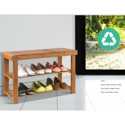 Artiss Shoe Rack Shoe Bench 10 Pairs Bamboo.