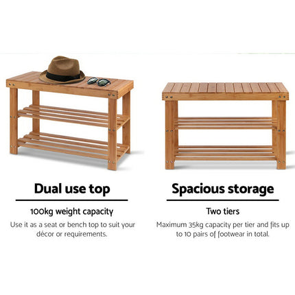 Artiss Shoe Rack Shoe Bench 10 Pairs Bamboo.