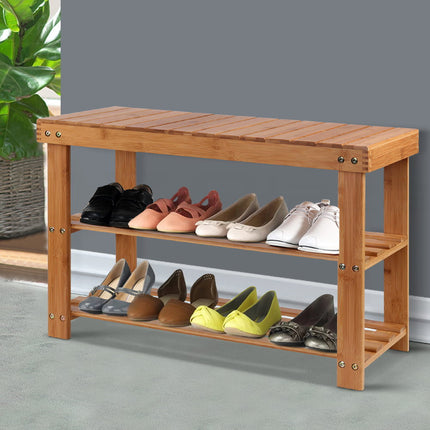 Artiss Shoe Rack Shoe Bench 10 Pairs Bamboo.