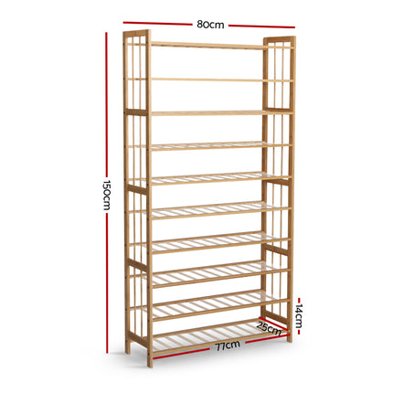 Artiss Shoe Rack Cabinet Bamboo 10-tier 50 Pairs.