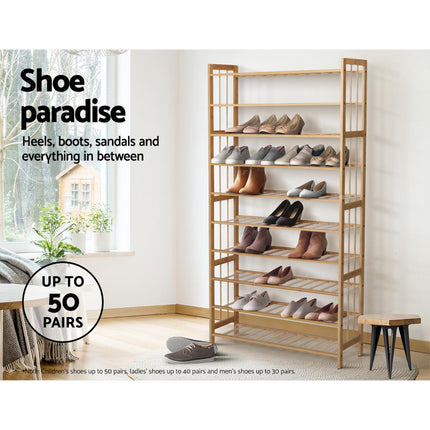Artiss Shoe Rack Cabinet Bamboo 10-tier 50 Pairs.