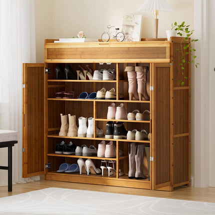 Artiss Shoe Rack Cabinet 30 Pairs Storage Cupboard Bamboo.