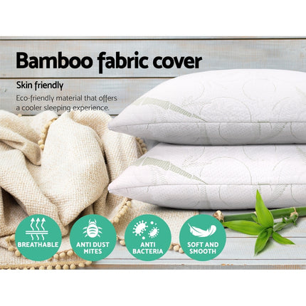 Giselle Bedding Memory Foam Pillow Bamboo Twin Pack.