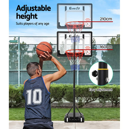 Everfit 2.1M Basketball Hoop Stand System Adjustable Portable Pro Kids Clear.