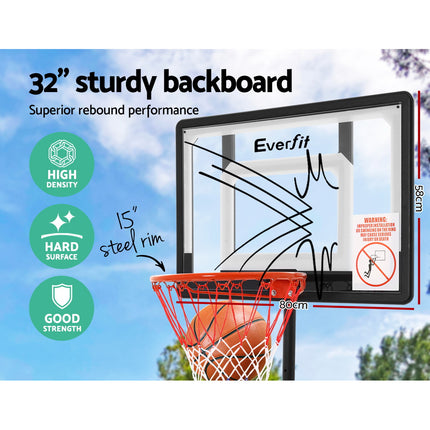 Everfit 2.1M Basketball Hoop Stand System Adjustable Portable Pro Kids Clear.