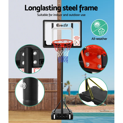 Everfit 2.1M Basketball Hoop Stand System Adjustable Portable Pro Kids Clear.