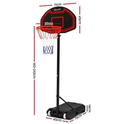 Everfit 2.1M Basketball Hoop Stand System Adjustable Portable Pro Kids Black.