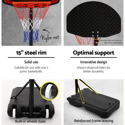 Everfit 2.1M Basketball Hoop Stand System Adjustable Portable Pro Kids Black.