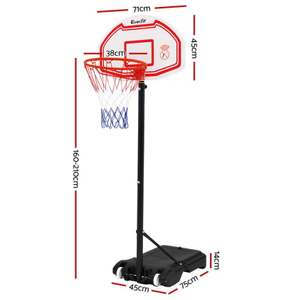 Everfit 2.1M Basketball Hoop Stand System Adjustable Portable Pro Kids White.