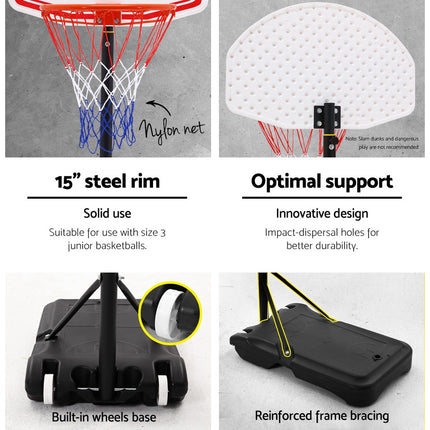 Everfit 2.1M Basketball Hoop Stand System Adjustable Portable Pro Kids White.