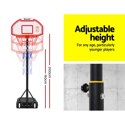 Everfit 2.1M Basketball Hoop Stand System Adjustable Portable Pro Kids White.